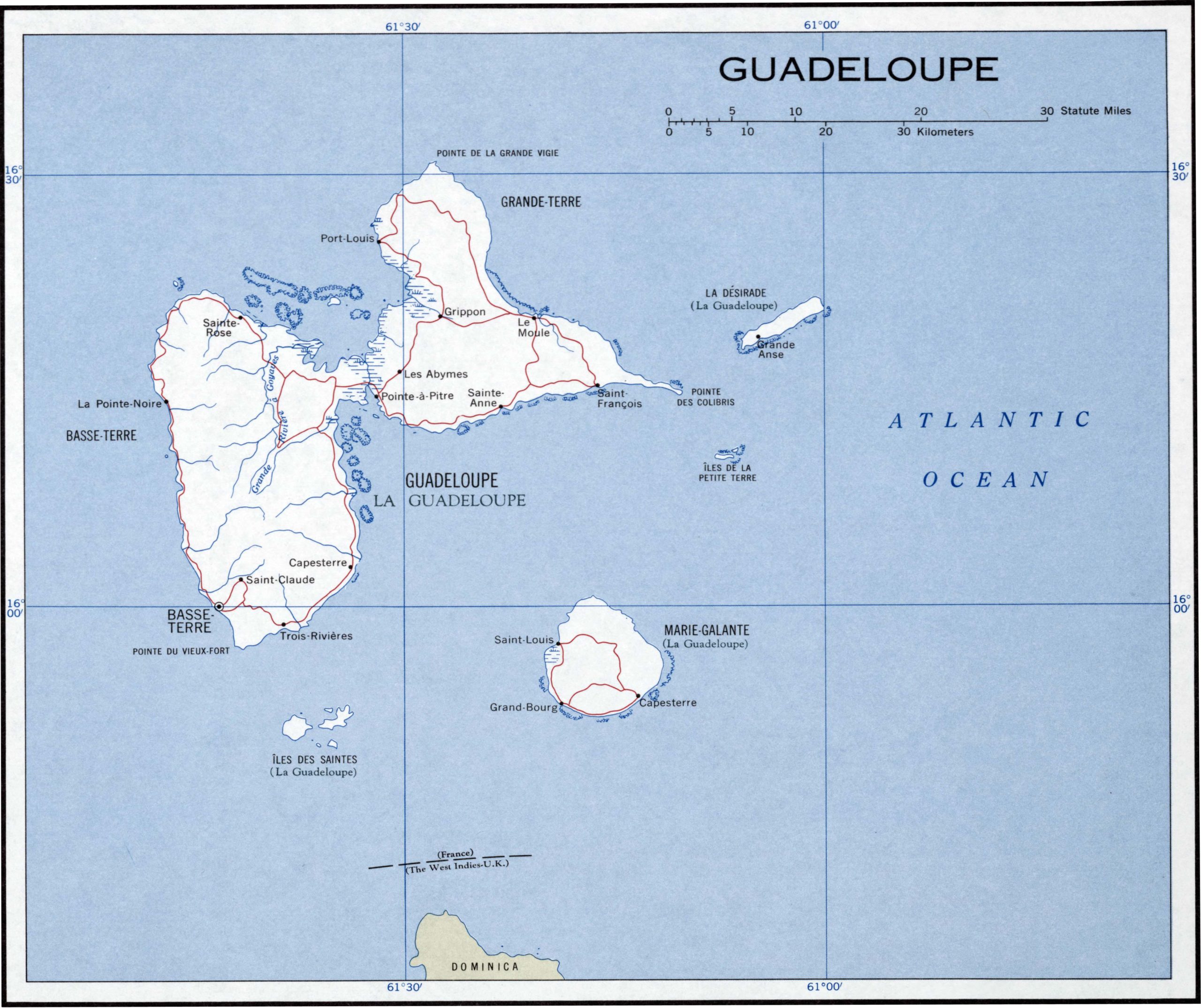 политическая карта Гваделупы