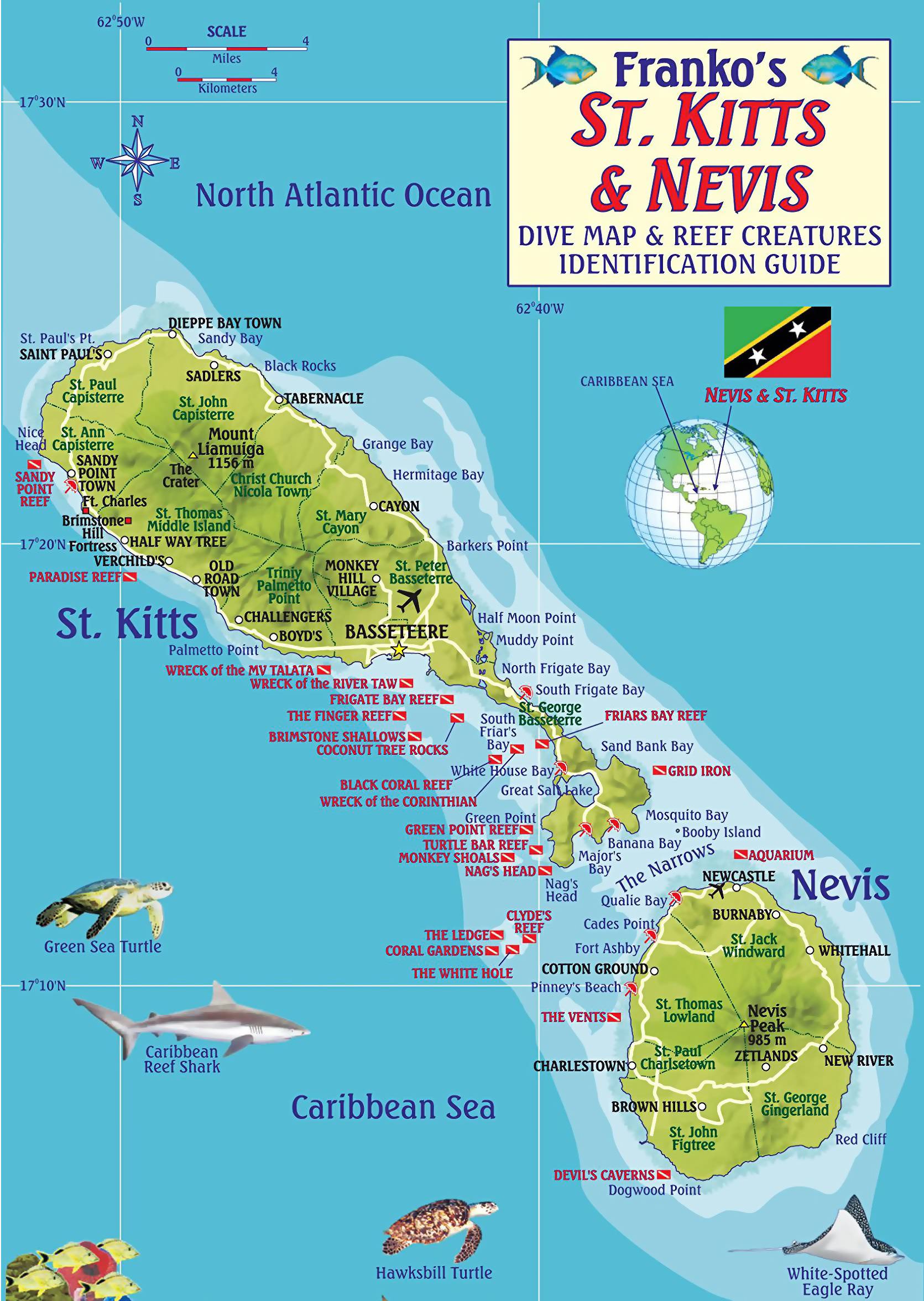 Туристическая карта Сент-Китс и Невис